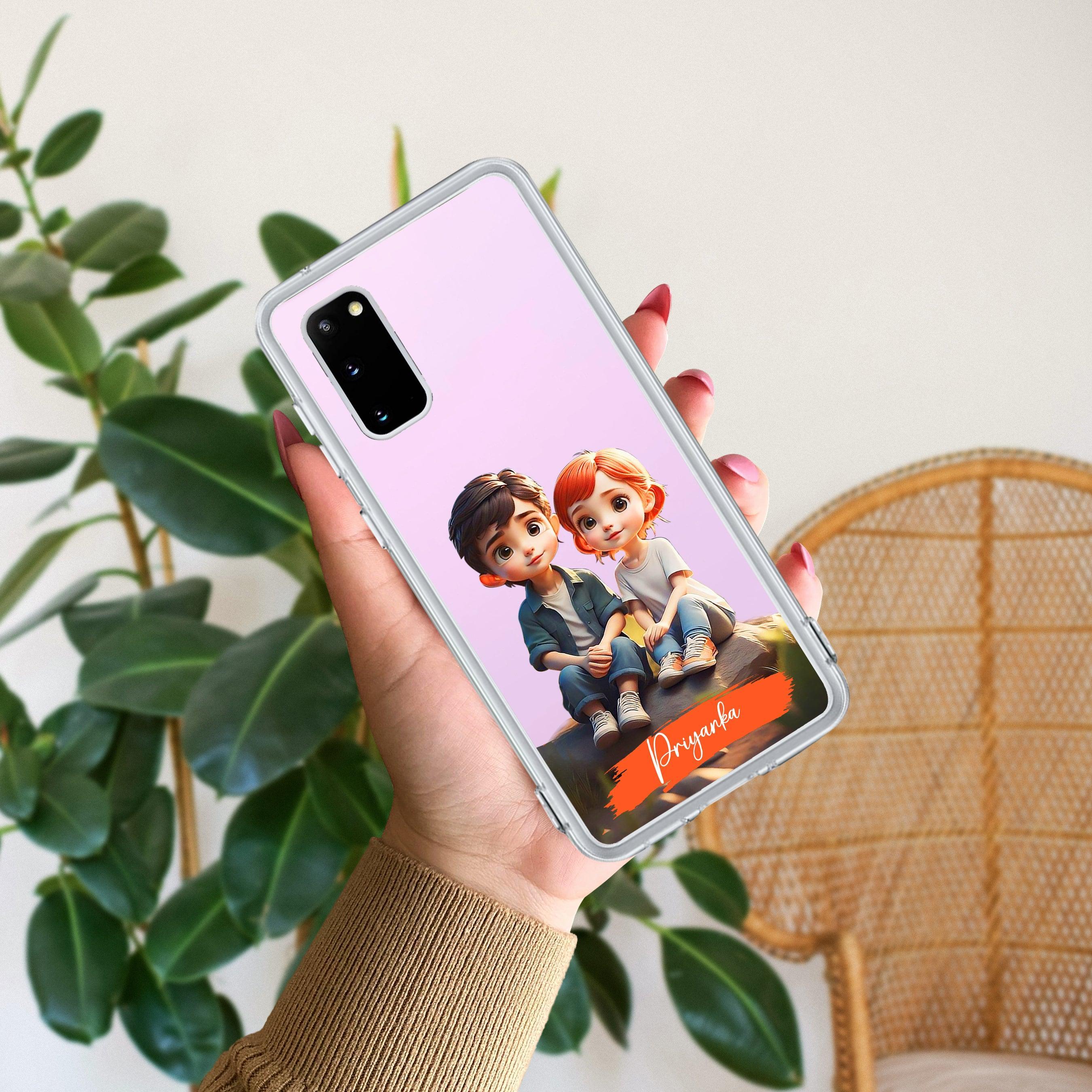 Cute Love Couple Customize Anti Yellow Clear Phone Case Samsung - ShopOnCliQ