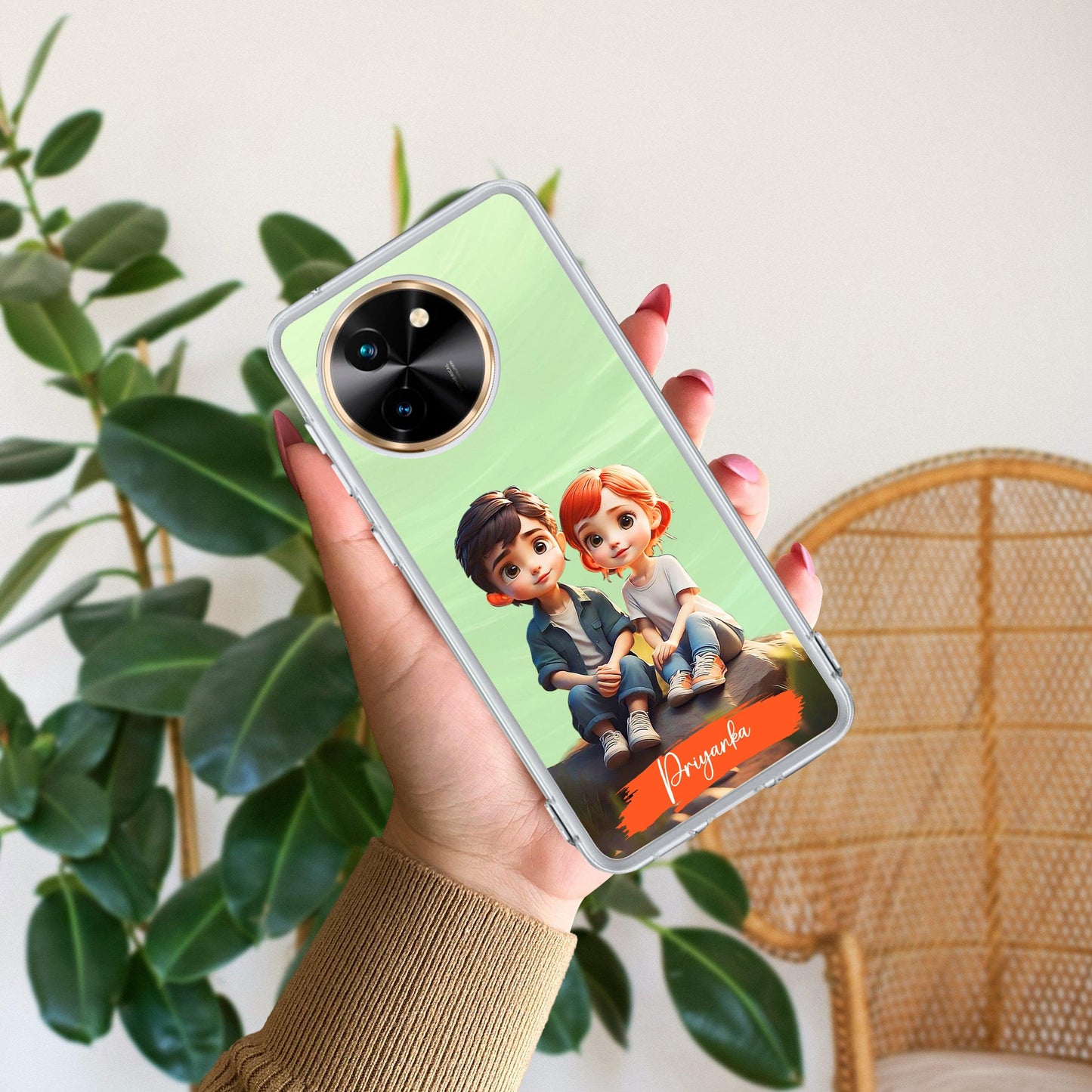 Cute Love Couple Customize Transparent Silicon Case For Vivo