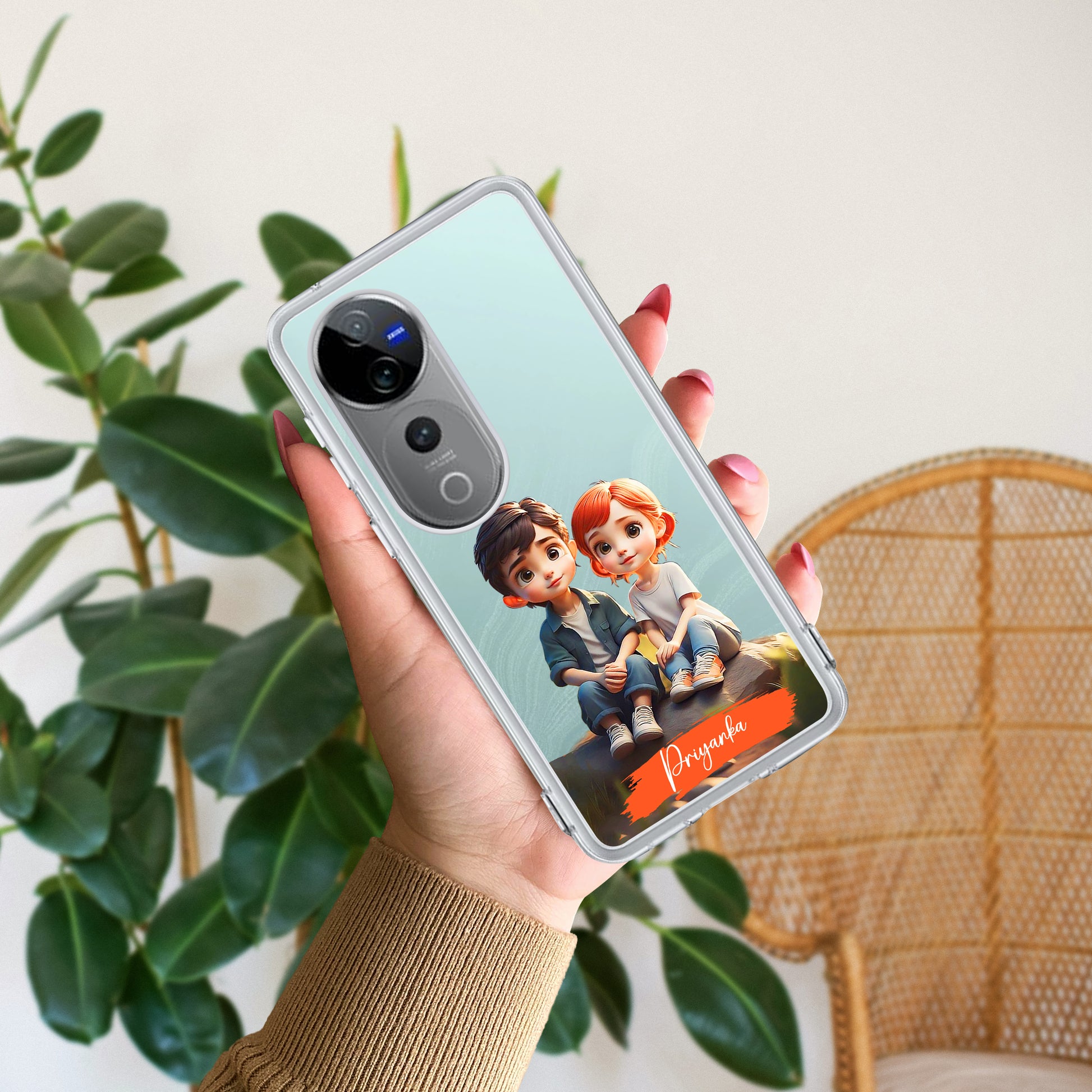 Cute Love Couple Customize Transparent Silicon Case For Vivo ShopOnCliQ