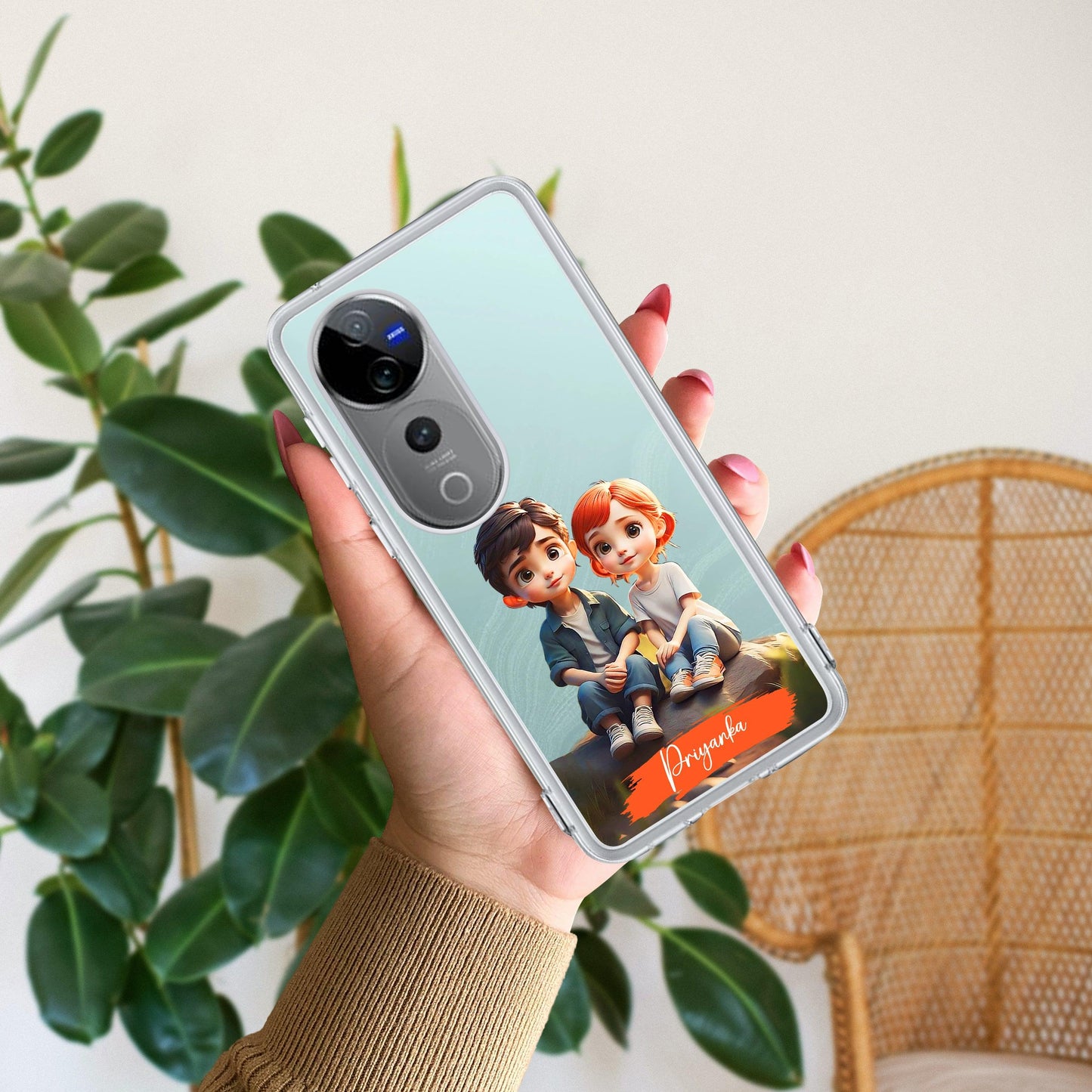 Cute Love Couple Customize Transparent Silicon Case For Vivo
