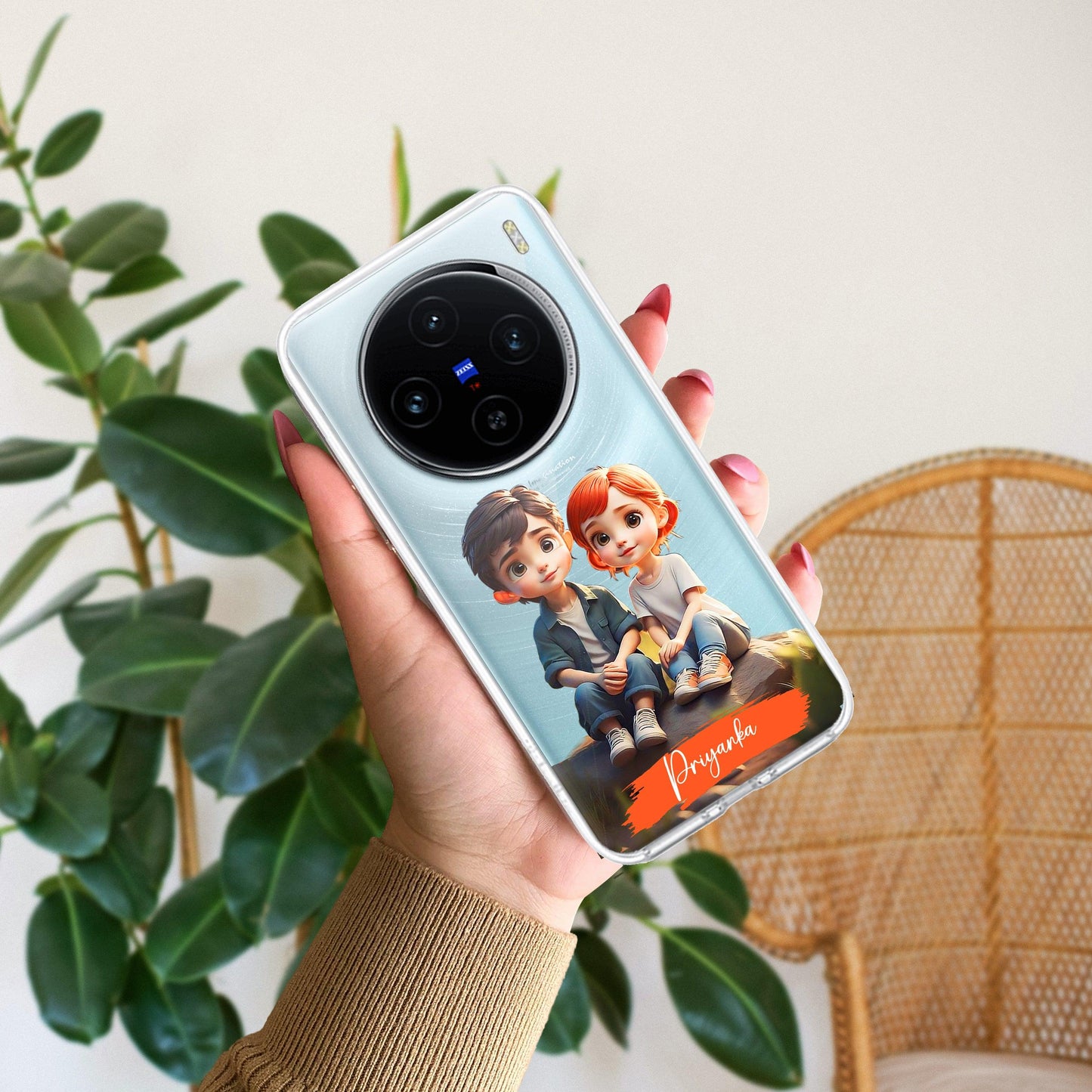 Cute Love Couple Customize Transparent Silicon Case For Vivo