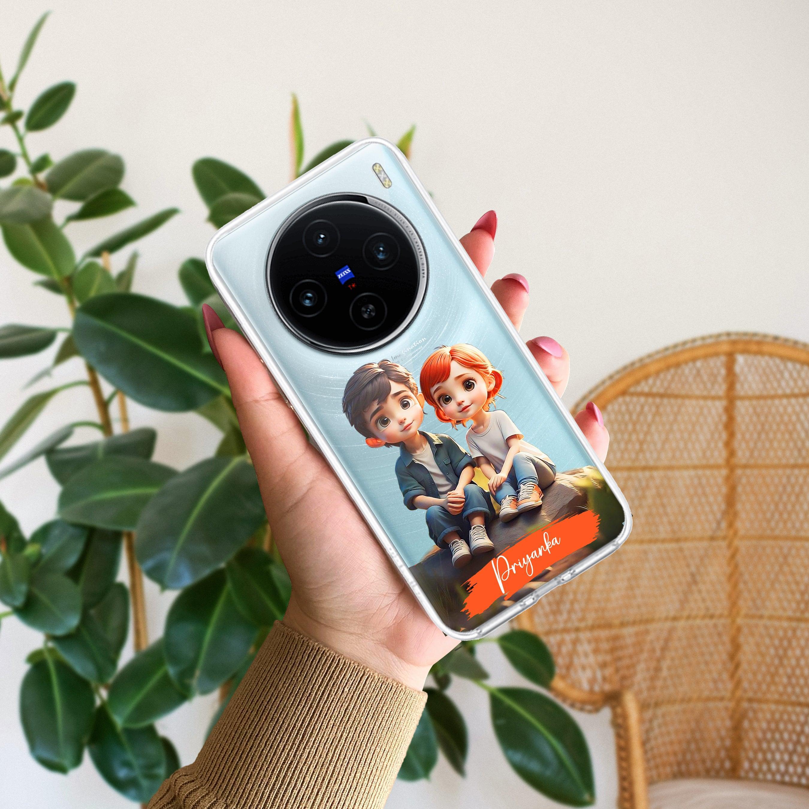 Cute Love Couple Customize Transparent Silicon Case For Vivo - ShopOnCliQ