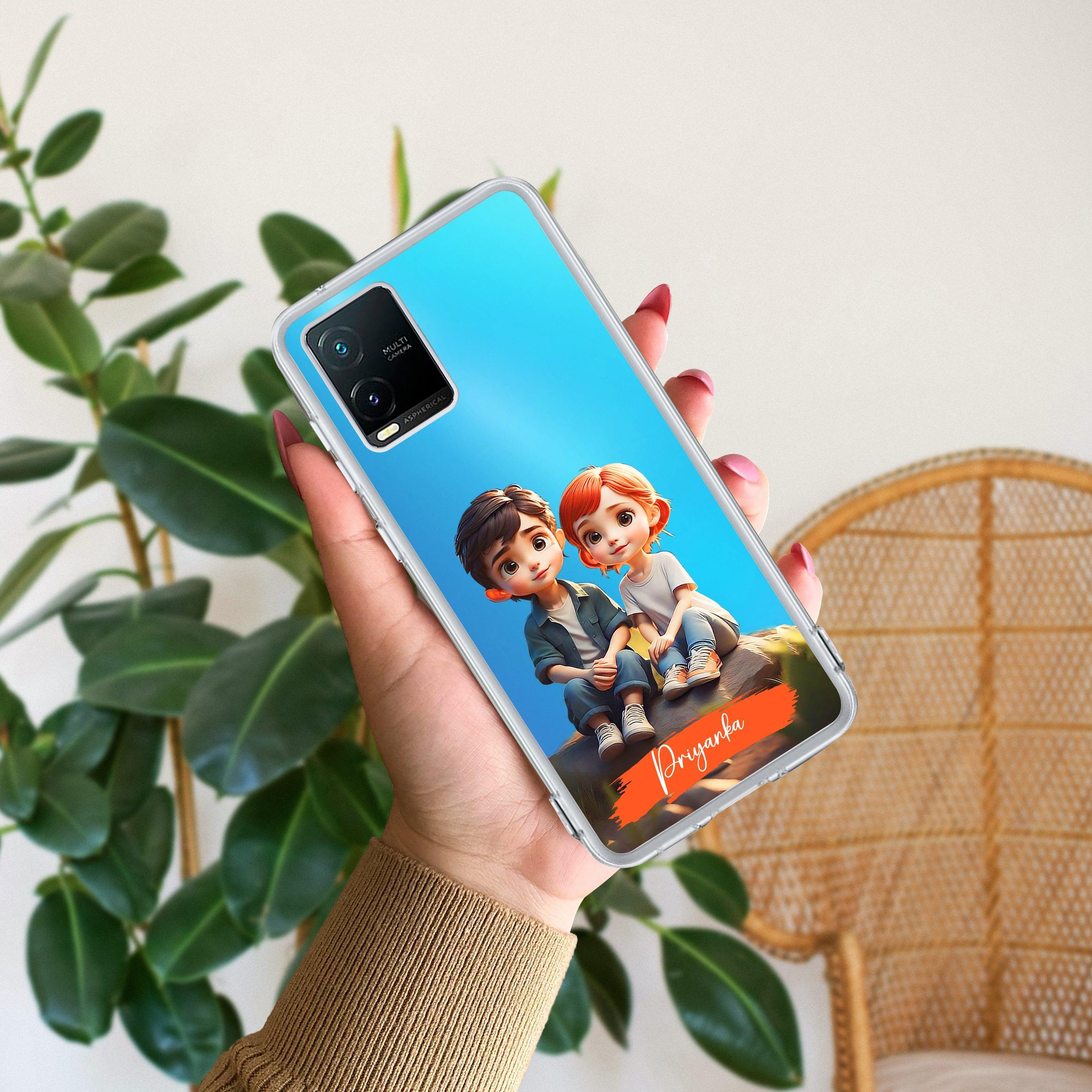 Cute Love Couple Customize Transparent Silicon Case For Vivo - ShopOnCliQ
