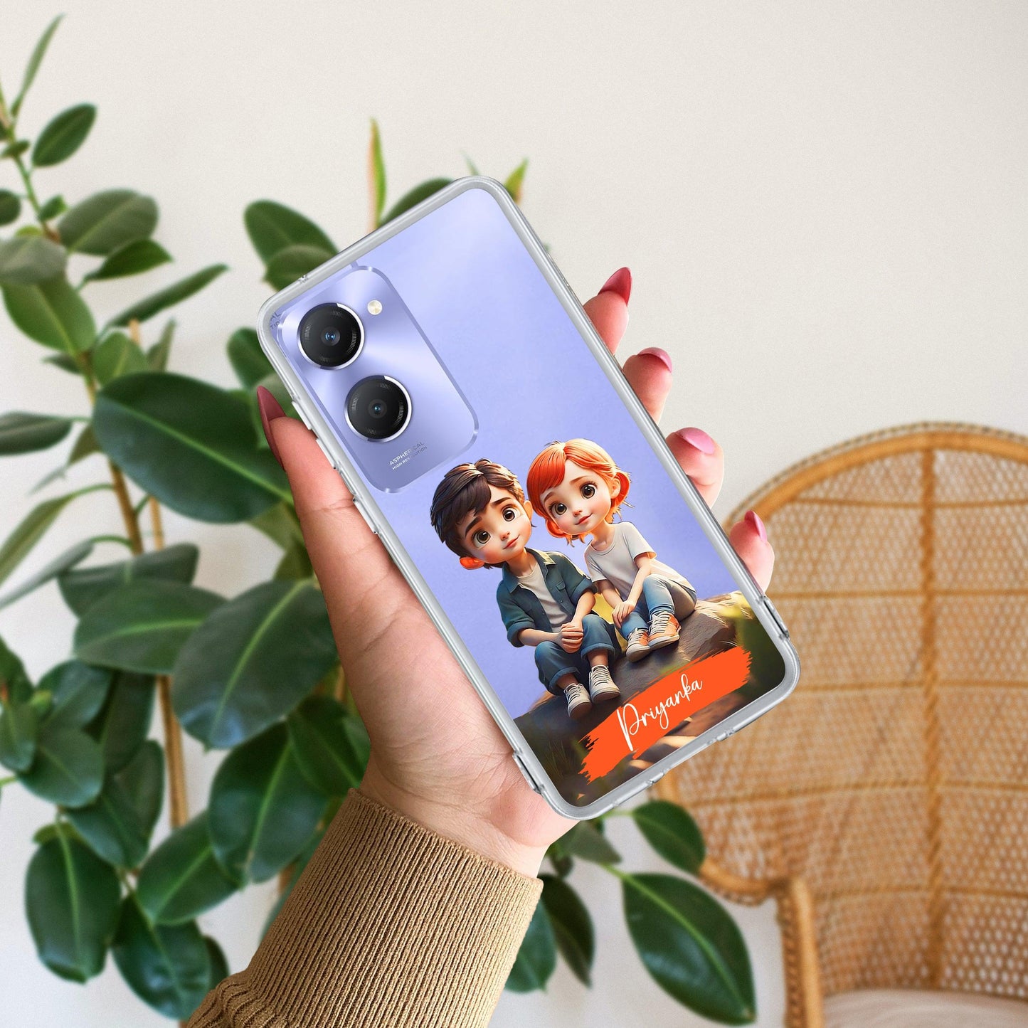 Cute Love Couple Customize Transparent Silicon Case For Vivo
