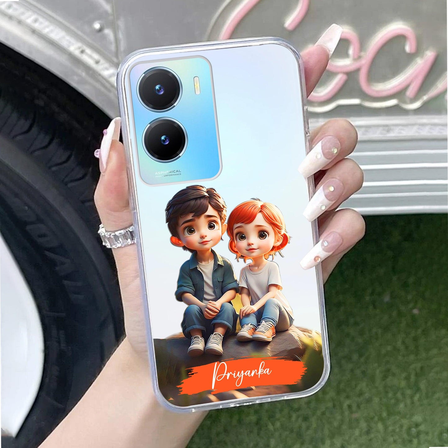 Cute Love Couple Customize Transparent Silicon Case For Vivo