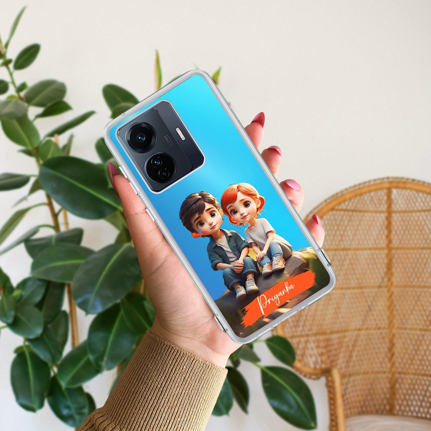 Cute Love Couple Customize Transparent Silicon Case For Vivo