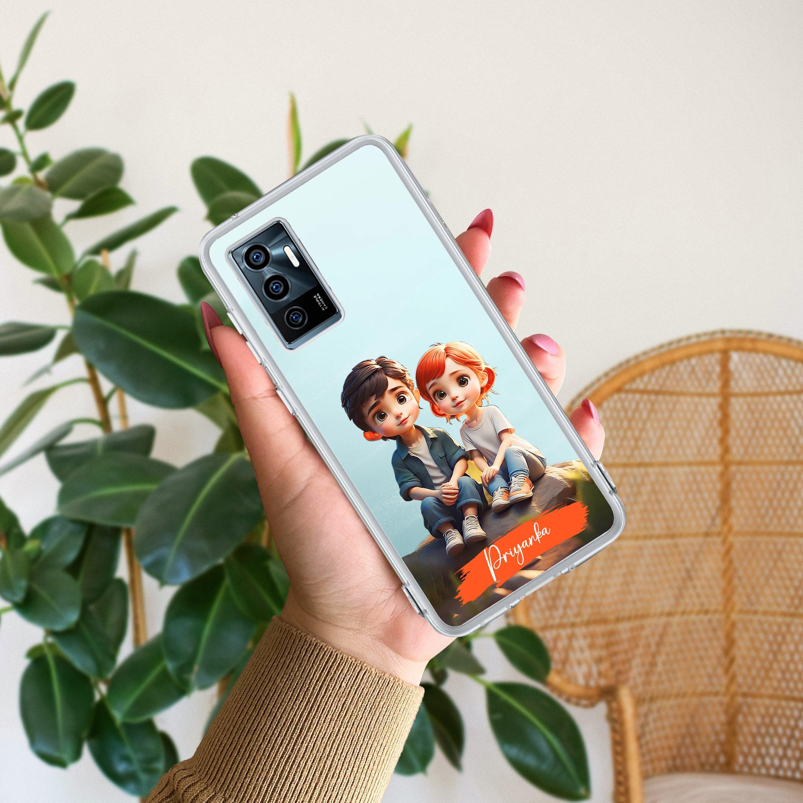 Cute Love Couple Customize Transparent Silicon Case For Vivo - ShopOnCliQ