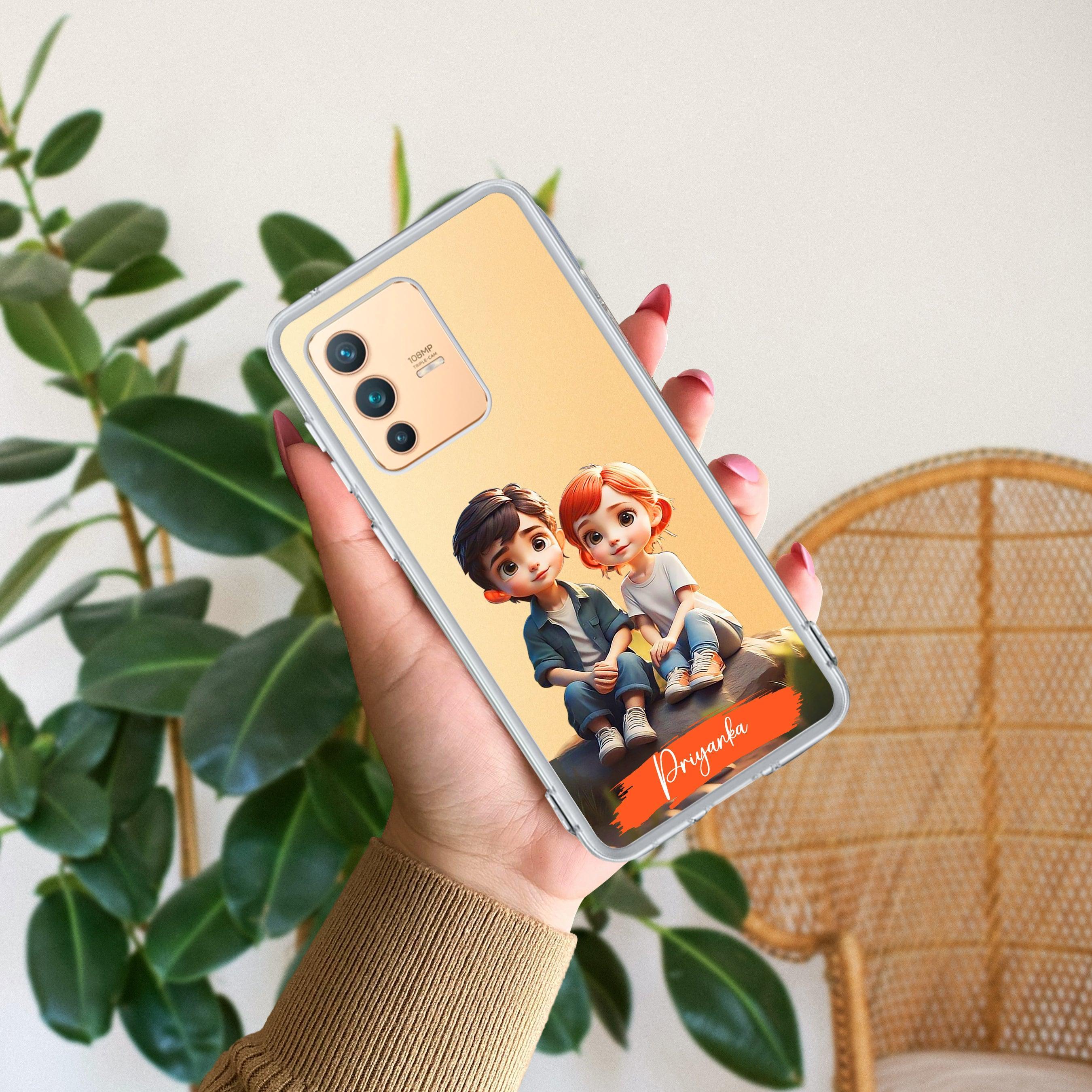 Cute Love Couple Customize Transparent Silicon Case For Vivo - ShopOnCliQ