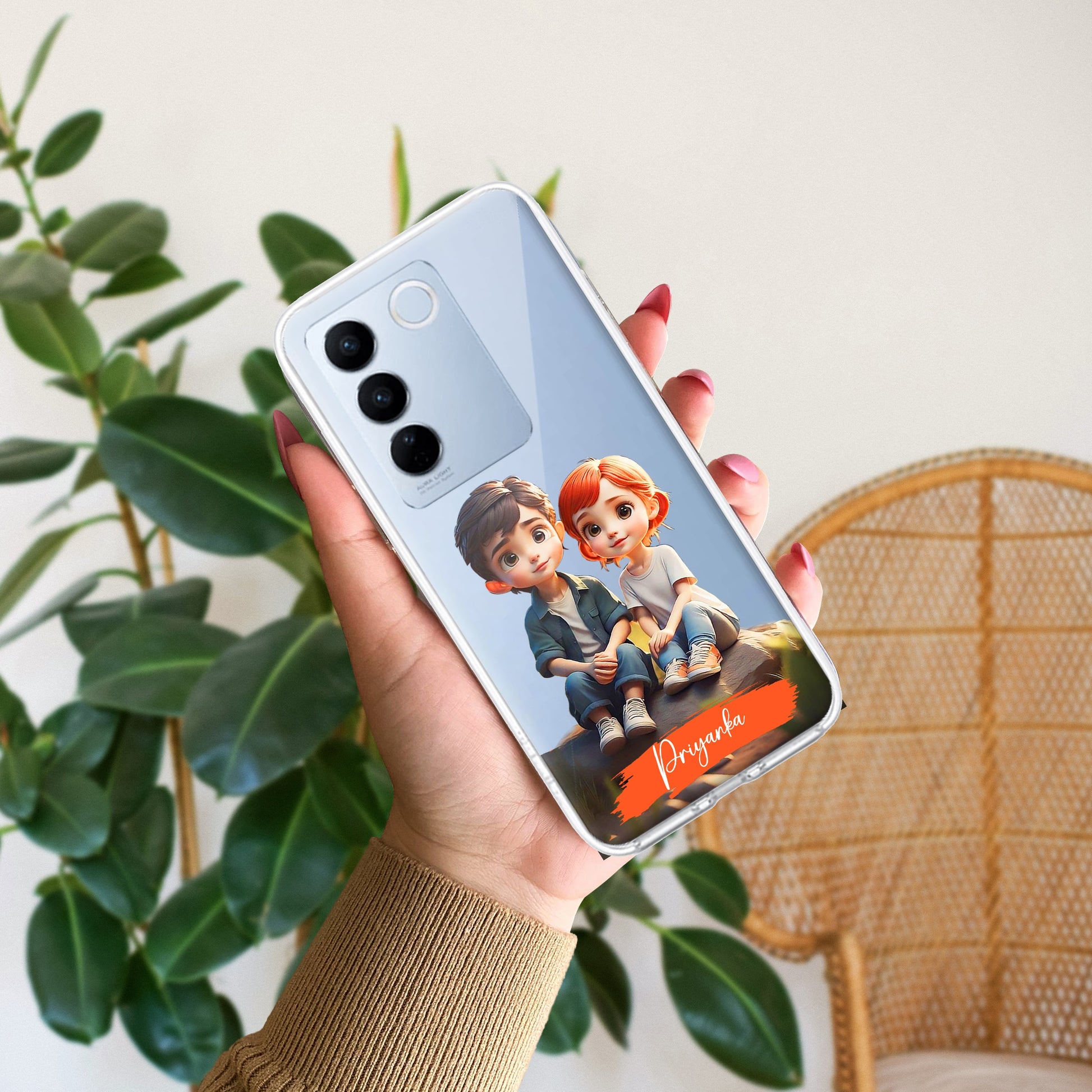 Cute Love Couple Customize Transparent Silicon Case For Vivo ShopOnCliQ