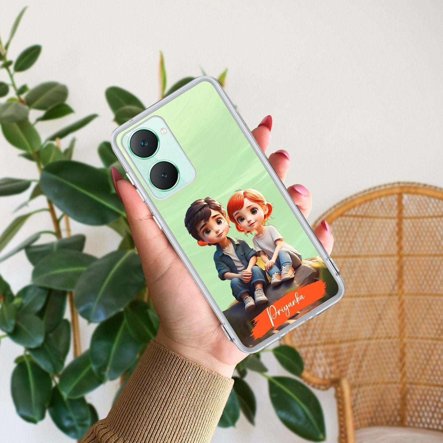 Cute Love Couple Customize Transparent Silicon Case For Vivo