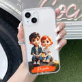 Cute Love Couple Customize Transparent Silicon Case For iPhone 14 Pro