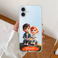 Cute Love Couple Customize Transparent Silicon Case For iPhone 15