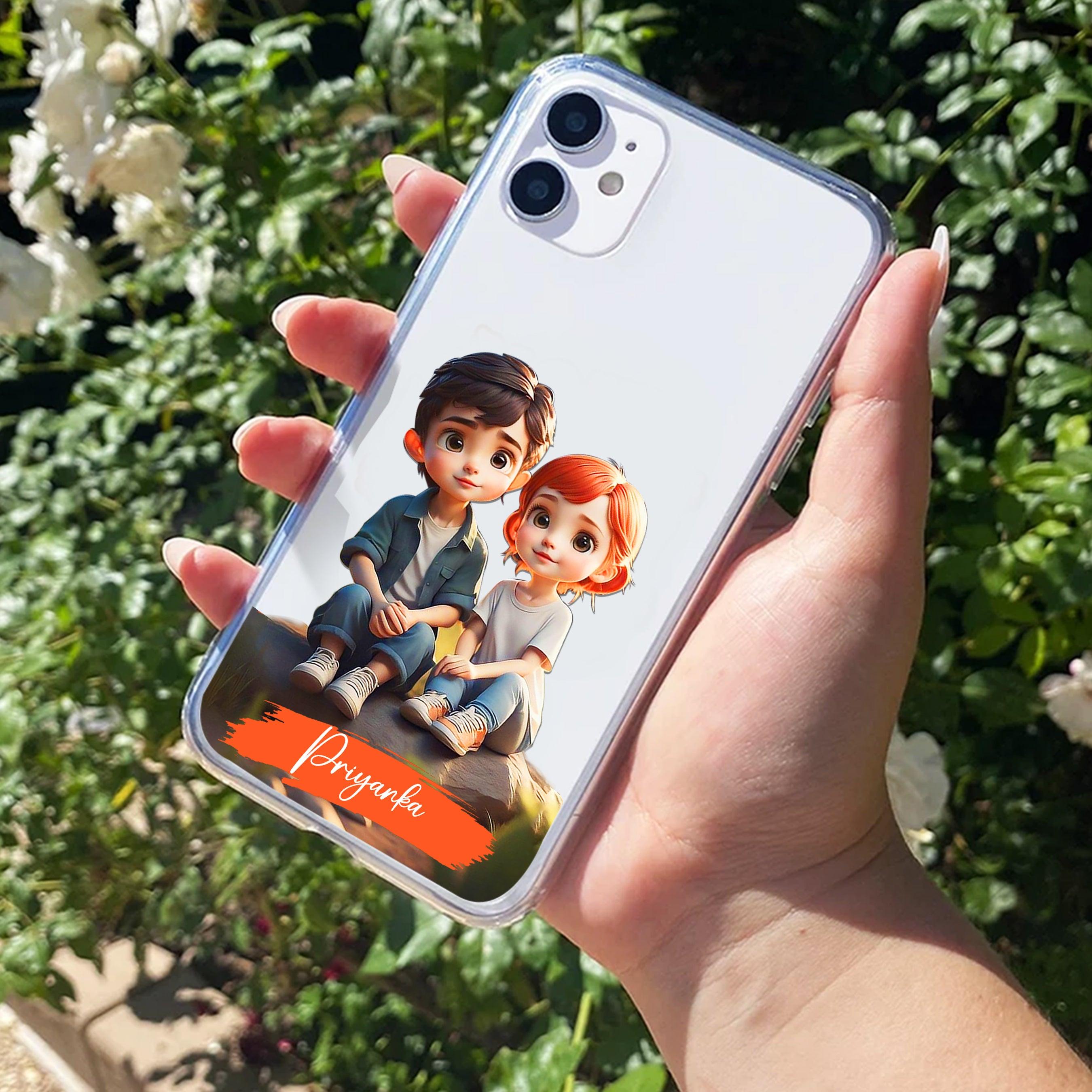 Cute Love Couple Customize Anti Yellow Clear Phone Case iPhone