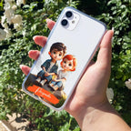 Cute Love Couple Customize Transparent Silicon Case For iPhone 12 Mini
