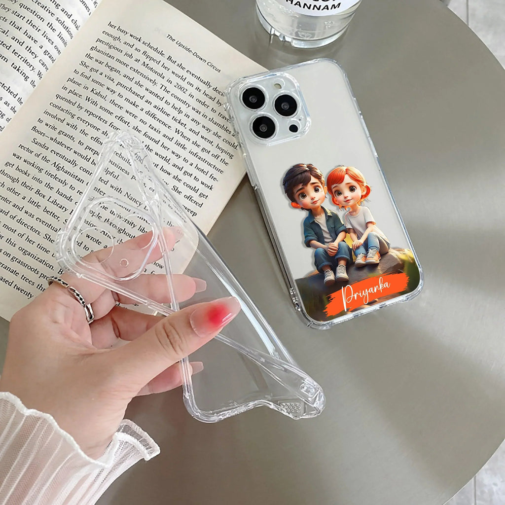 Cute Love Couple Customize Transparent Silicon Case For Google Pixel 10