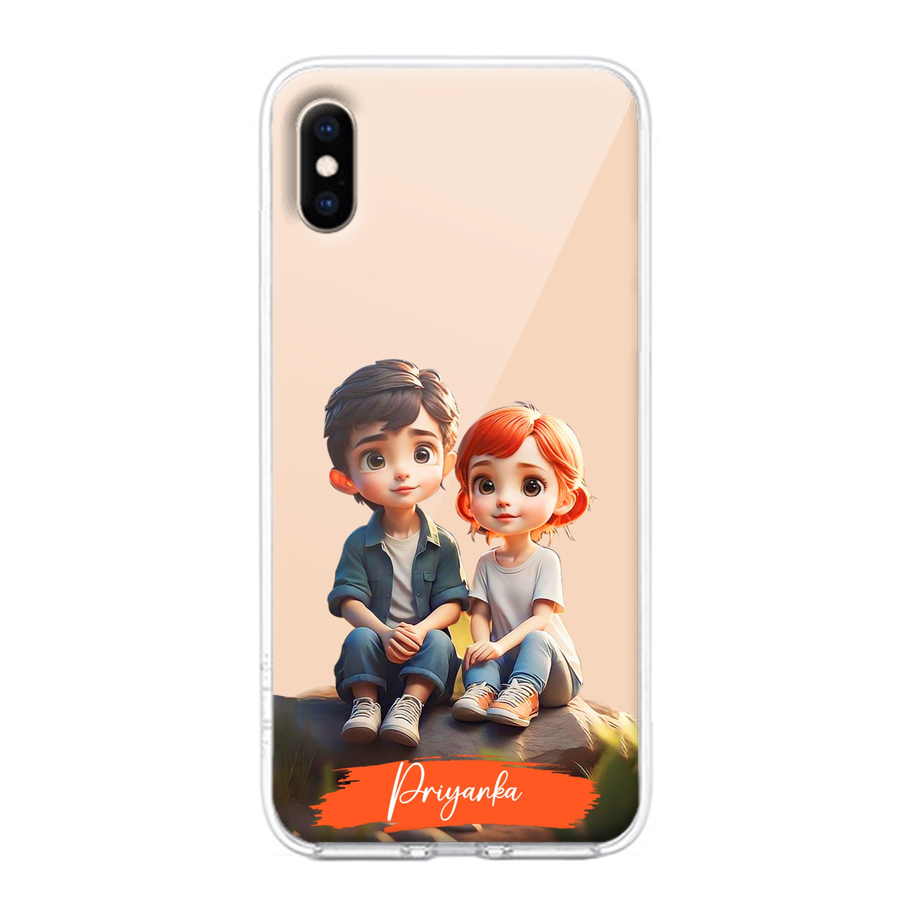 Cute Love Couple Customize Anti Yellow Clear Phone Case iPhone