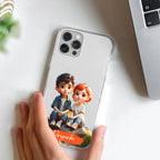 Cute Love Couple Customize Anti Yellow Clear Case For iPhone 15 Pro