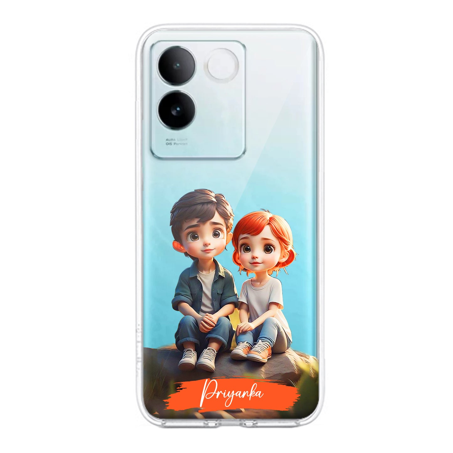 Cute Love Couple Customize Transparent Silicon Case For iQOO ShopOnCliQ