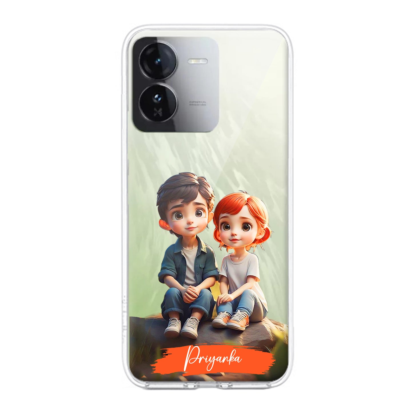 Cute Love Couple Customize Transparent Silicon Case For iQOO ShopOnCliQ