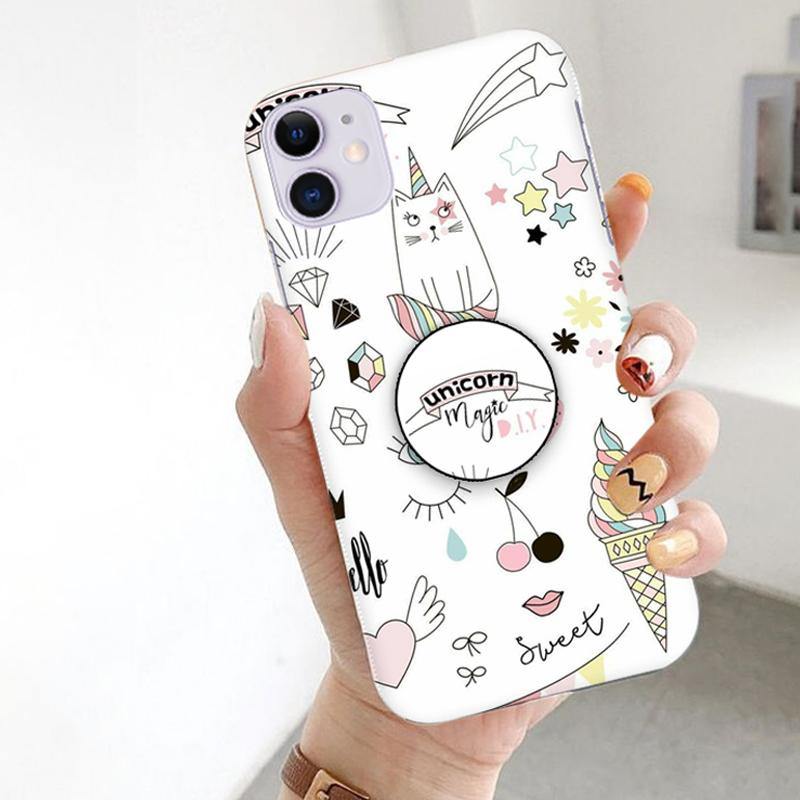 Cute Meow Print Slim Case Back Cover Color White For iPhone