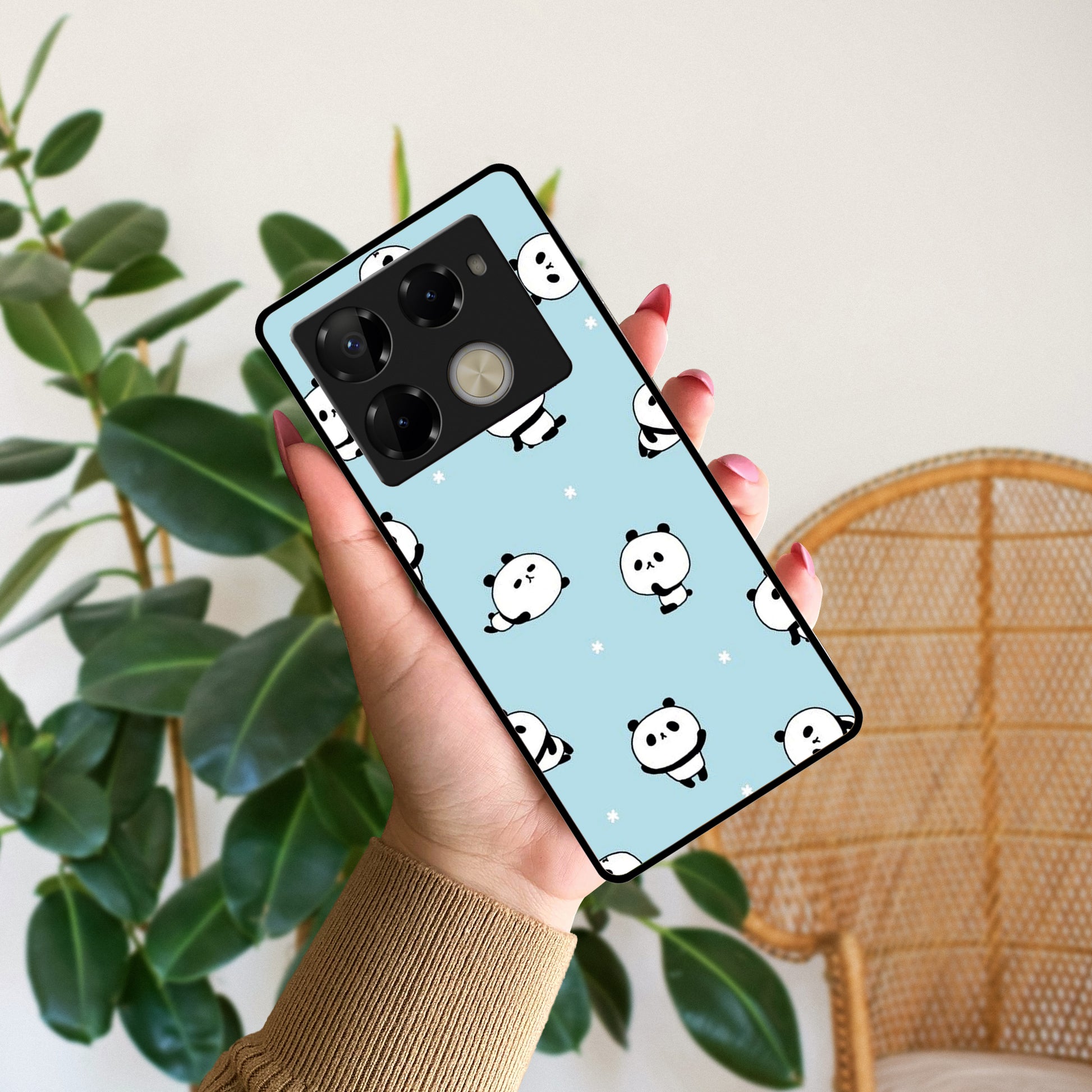 Cute Panda Blue Glossy Metal Case Cover For Infinix - ShopOnCliQ