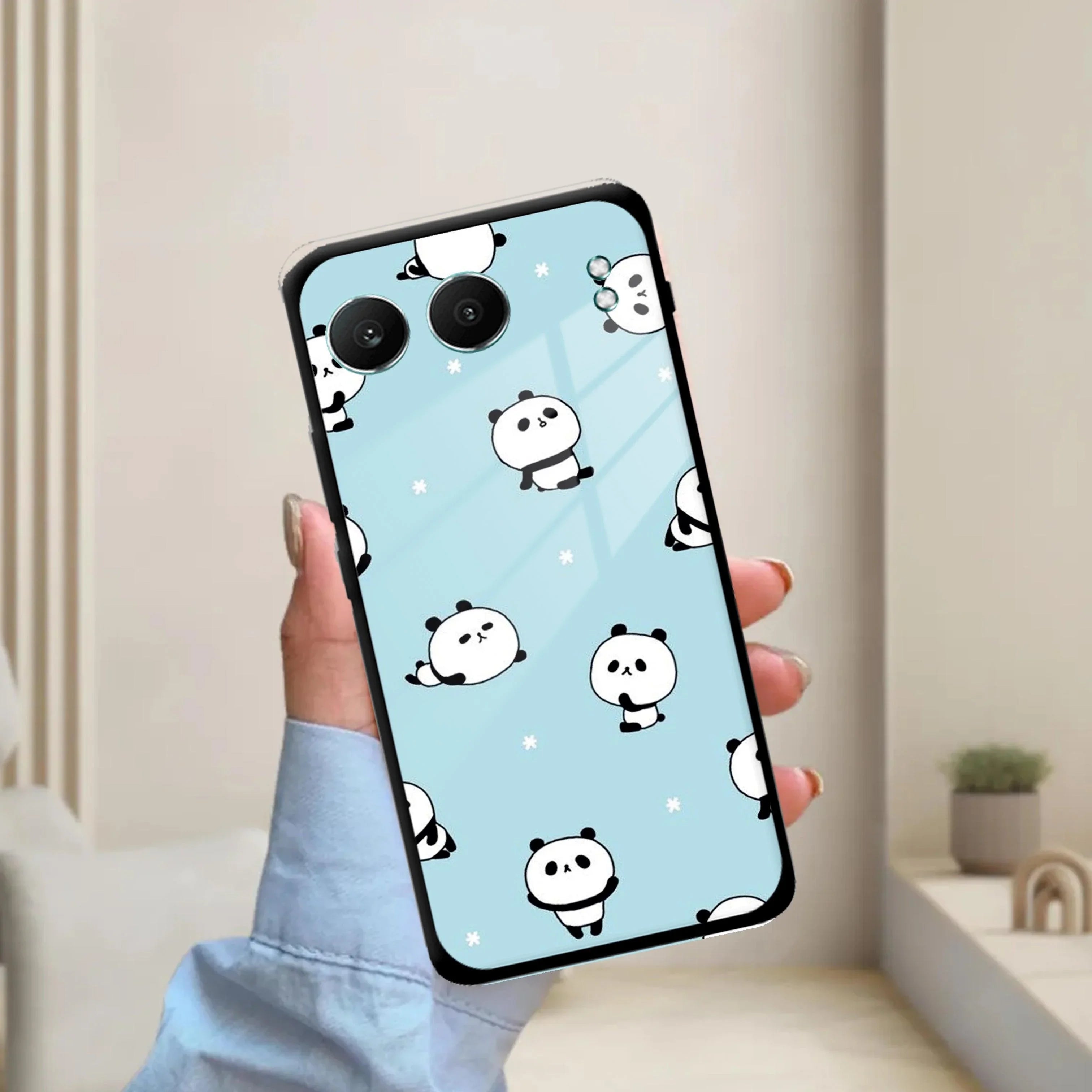 Cute Panda Blue Glossy Metal Case Cover For OnePlus - ShopOnCliQ