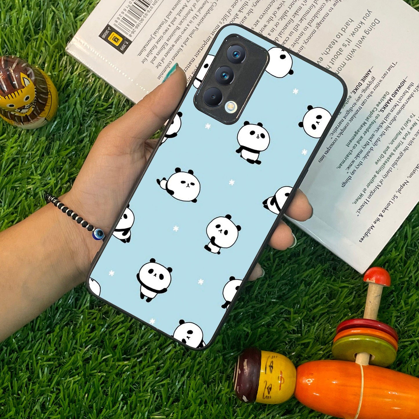 Cute Panda Blue Glossy Metal Case Cover For Realme - ShopOnCliQ