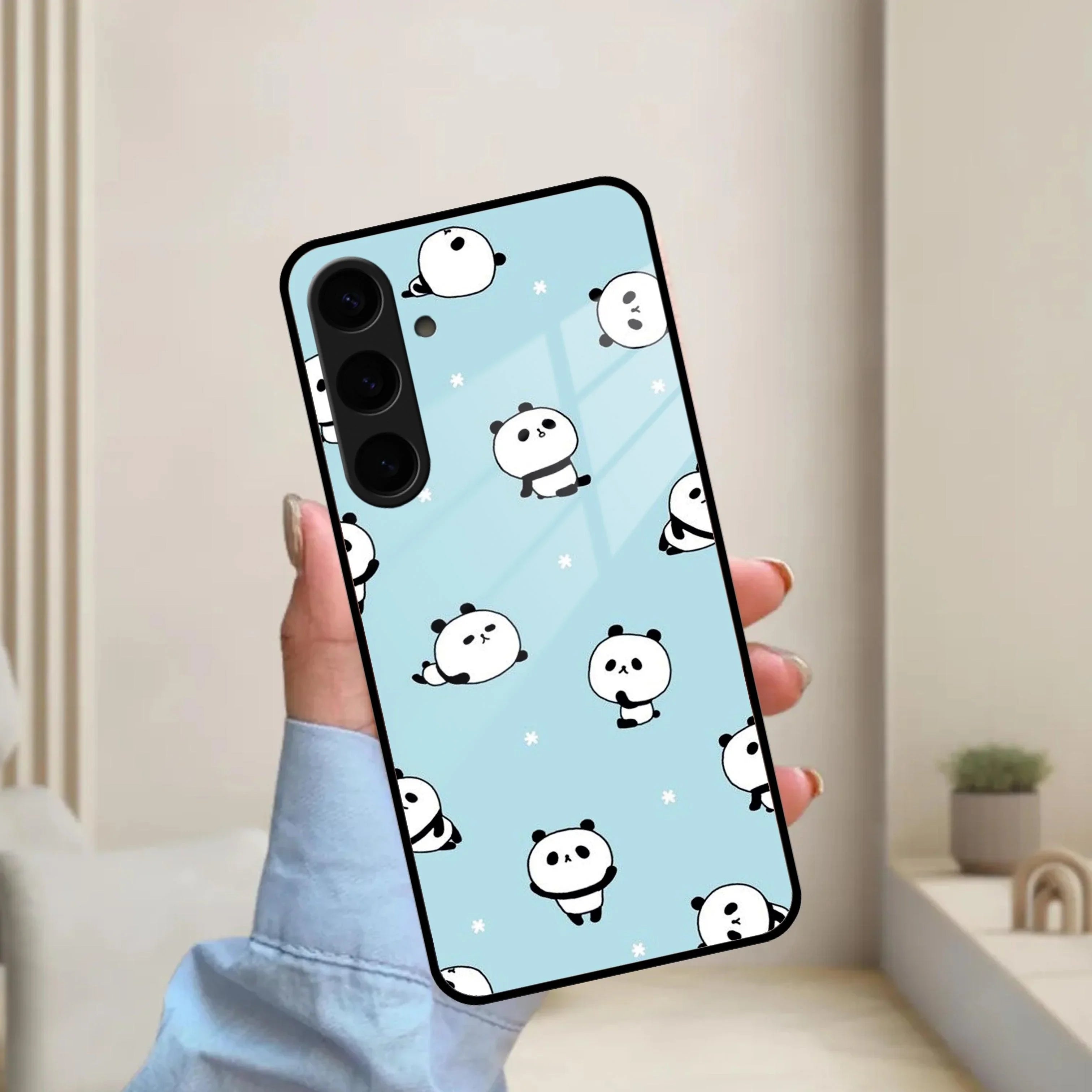 Cute Panda Blue Glossy Metal Case Cover For Samsung - ShopOnCliQ