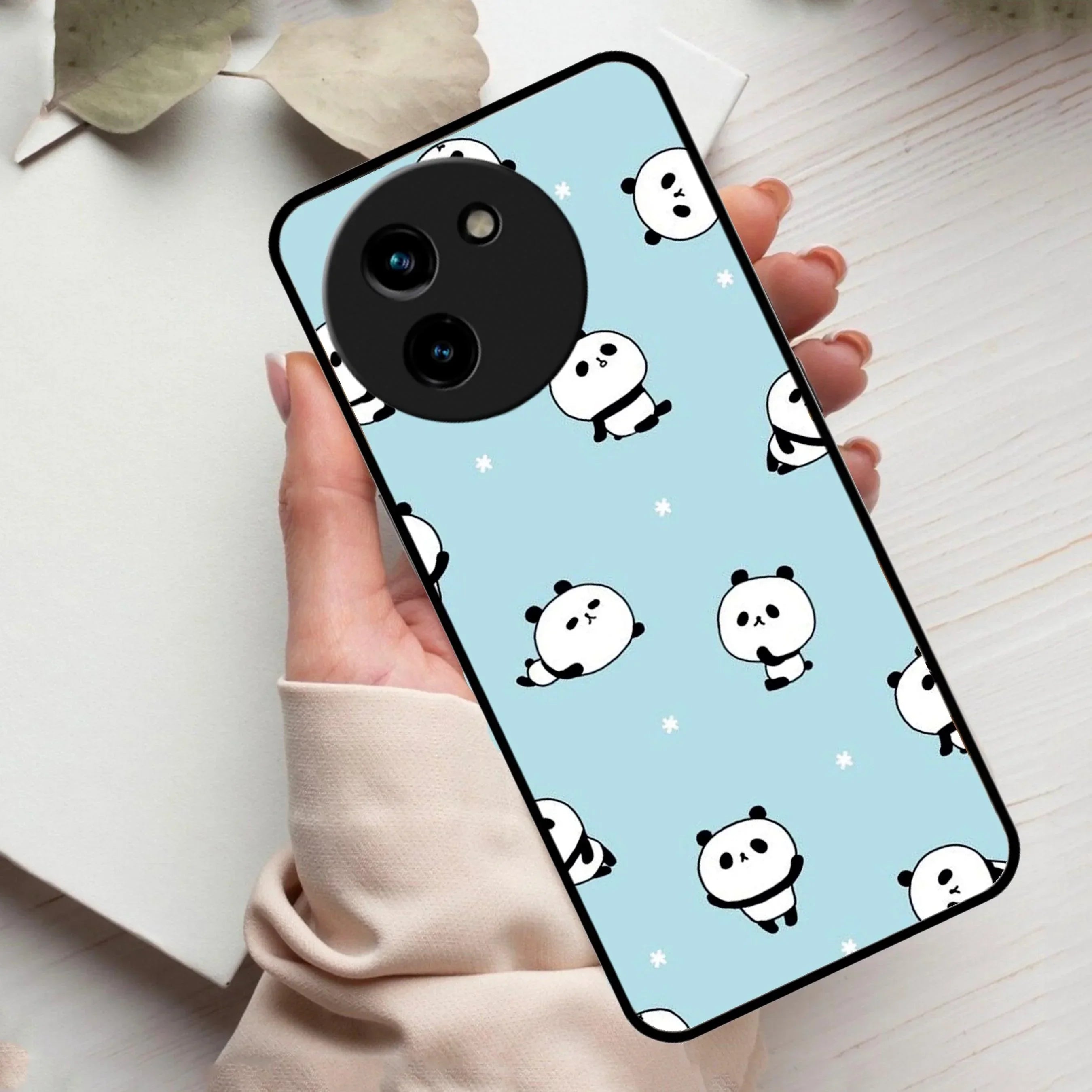 Cute Panda Blue Glossy Metal Case Cover For Vivo - ShopOnCliQ