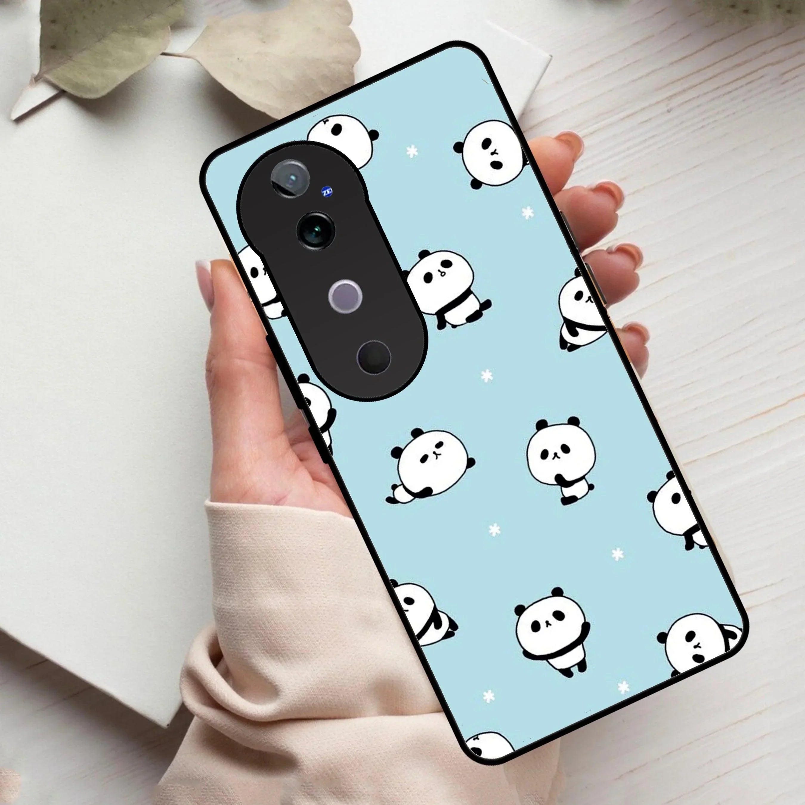 Cute Panda Blue Glossy Metal Case Cover For Vivo - ShopOnCliQ