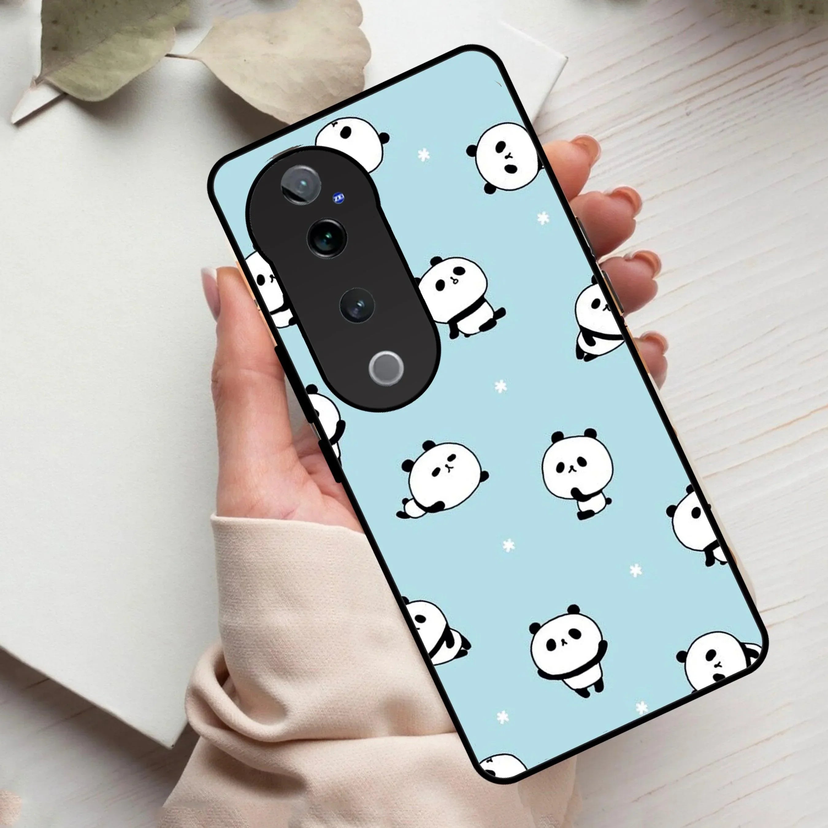 Cute Panda Blue Glossy Metal Case Cover For Vivo - ShopOnCliQ