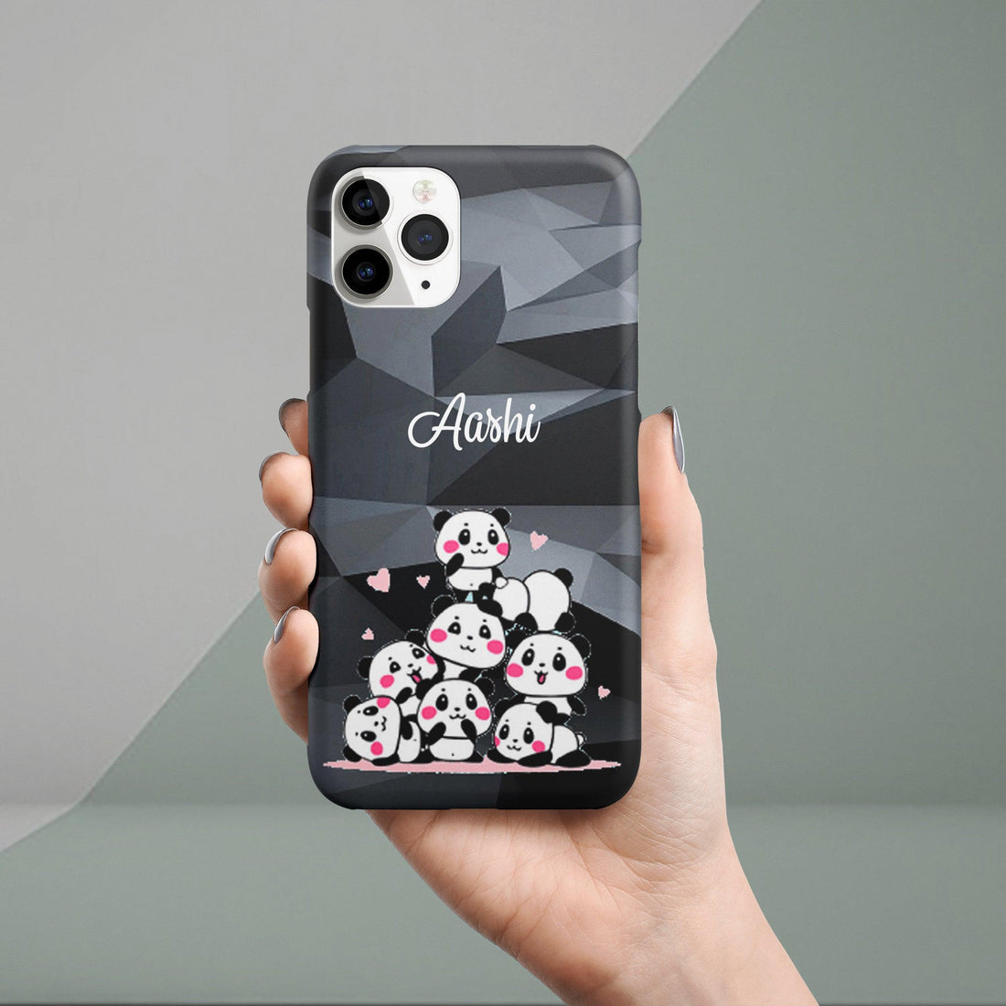 Cute Panda Customized Name Slim Phone Case Cover Black For Samsung