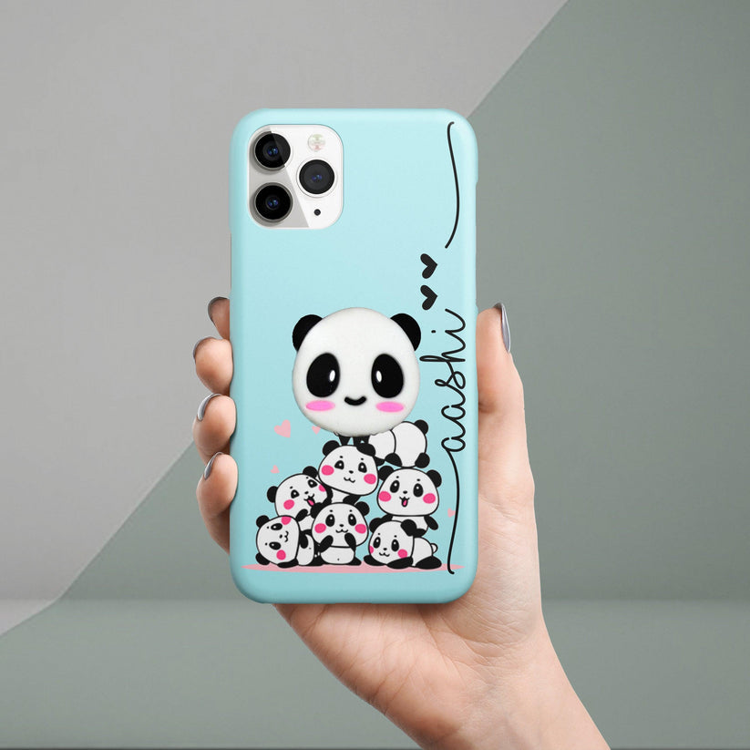Cute Panda Customized Name Slim Phone Case Cover Sea Blue For Poco