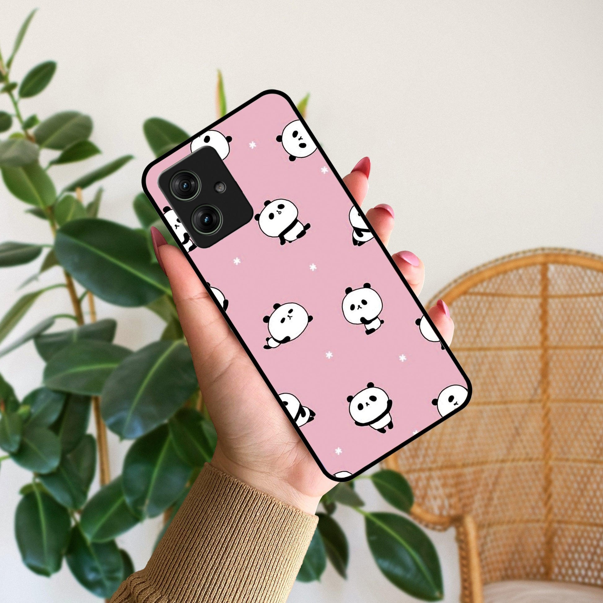 Cute Panda Glossy Metal Case Cover For Motorola - ShopOnCliQ