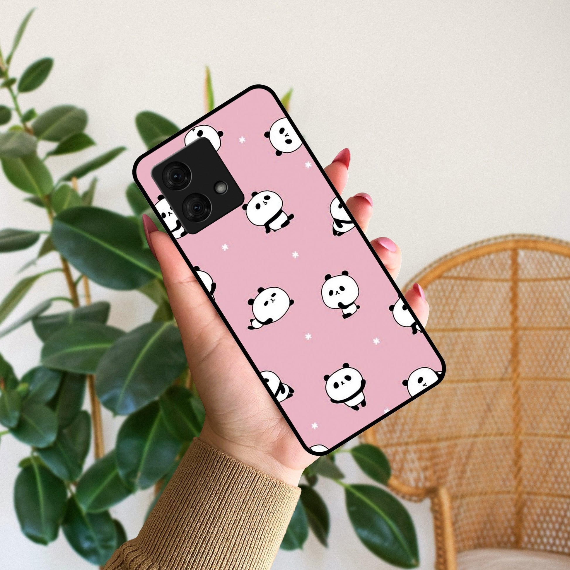 Cute Panda Glossy Metal Case Cover For Motorola - ShopOnCliQ