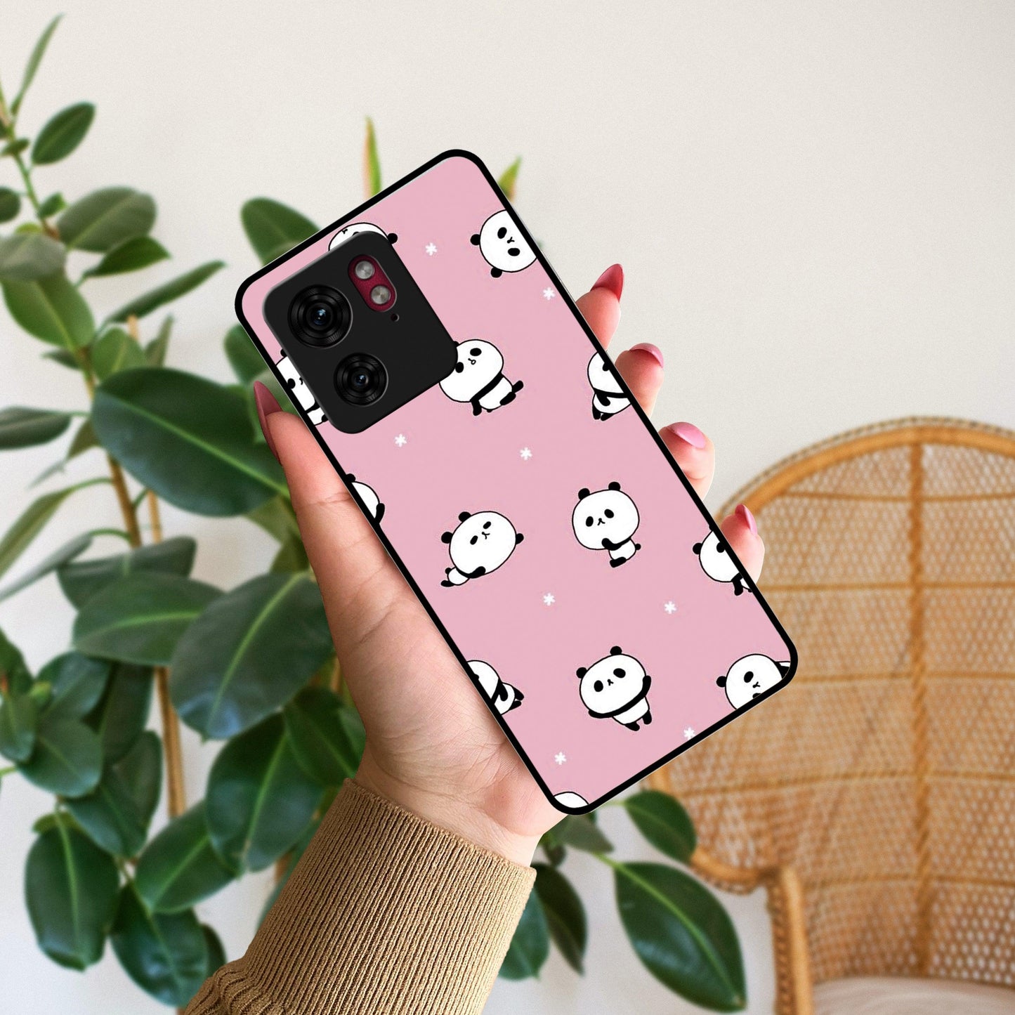 Cute Panda Glossy Metal Case Cover For Motorola - ShopOnCliQ