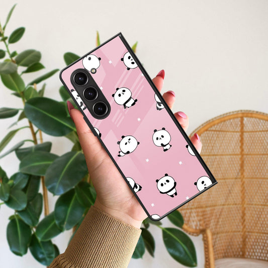 Cute Panda Glossy Metal Case Cover For Samsung
