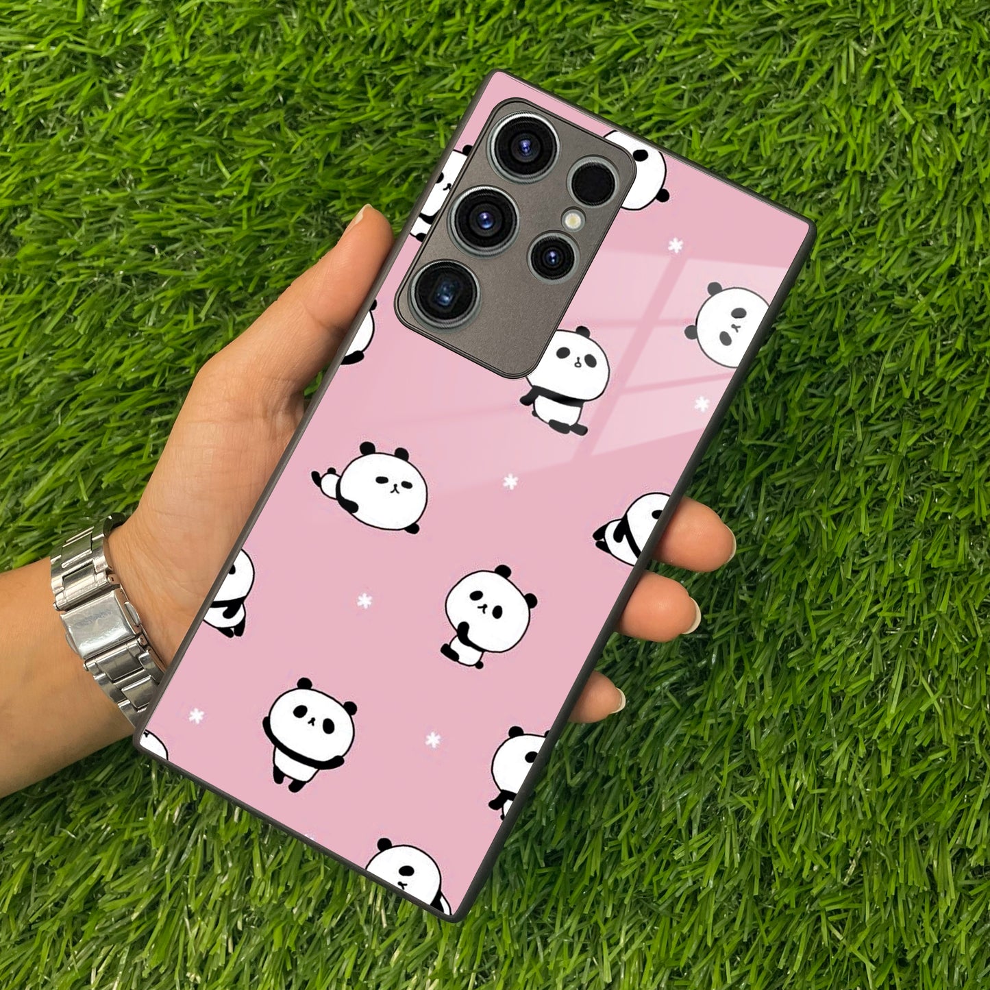 Cute Panda Glossy Metal Case Cover For Samsung - ShopOnCliQ