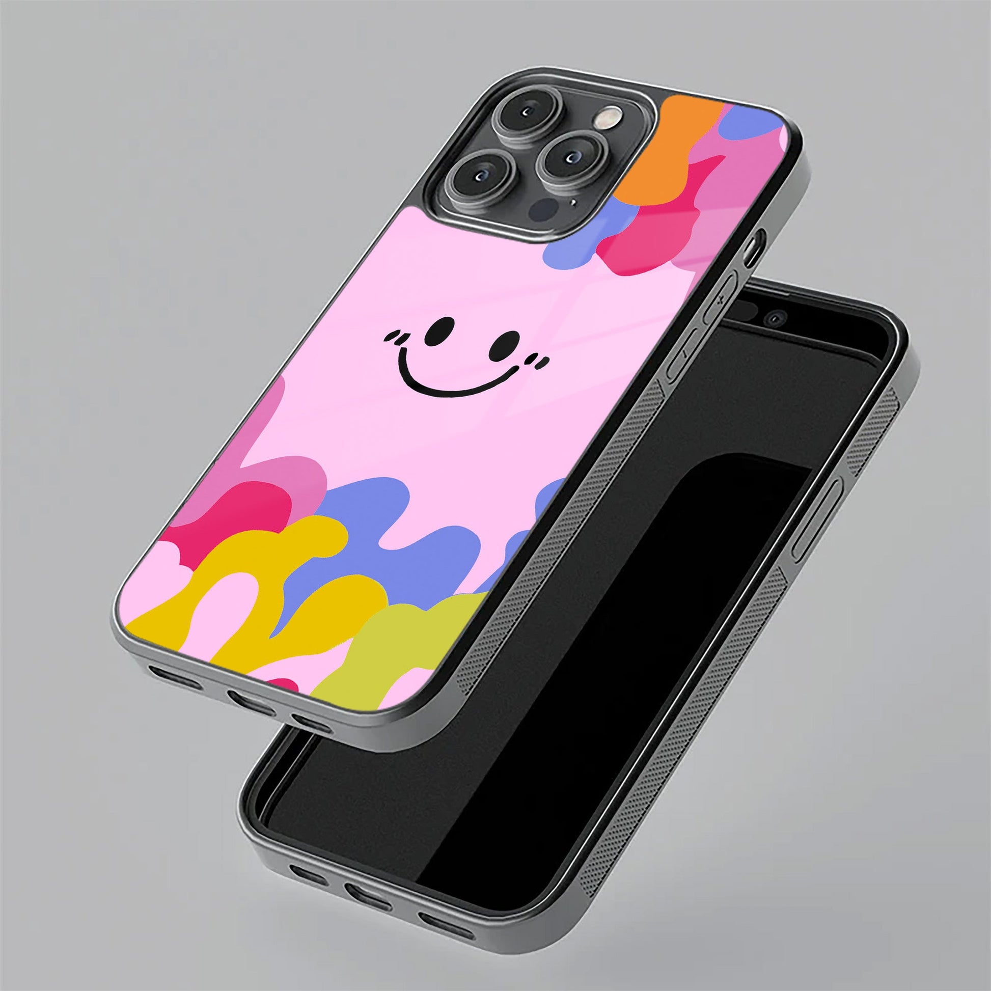 Cute Pink Smiley Multicolor Glass Case For OnePlus ShopOnCliQ