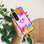Cute Pink Smiley Multicolor Glass Case For OnePlus - ShopOnCliQ