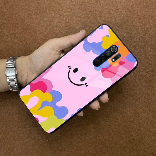 Cute Pink Smiley Multicolor Glass Case For Poco ShopOnCliQ