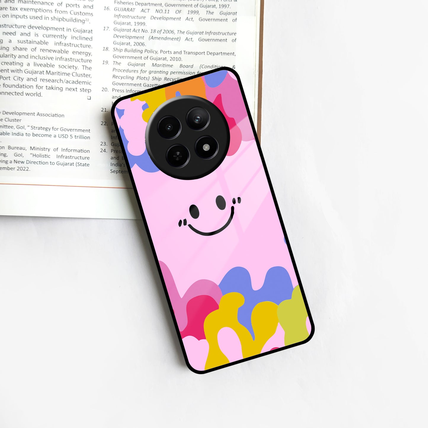 Cute Pink Smiley Multicolor Glass Case For Realme/Narzo ShopOnCliQ