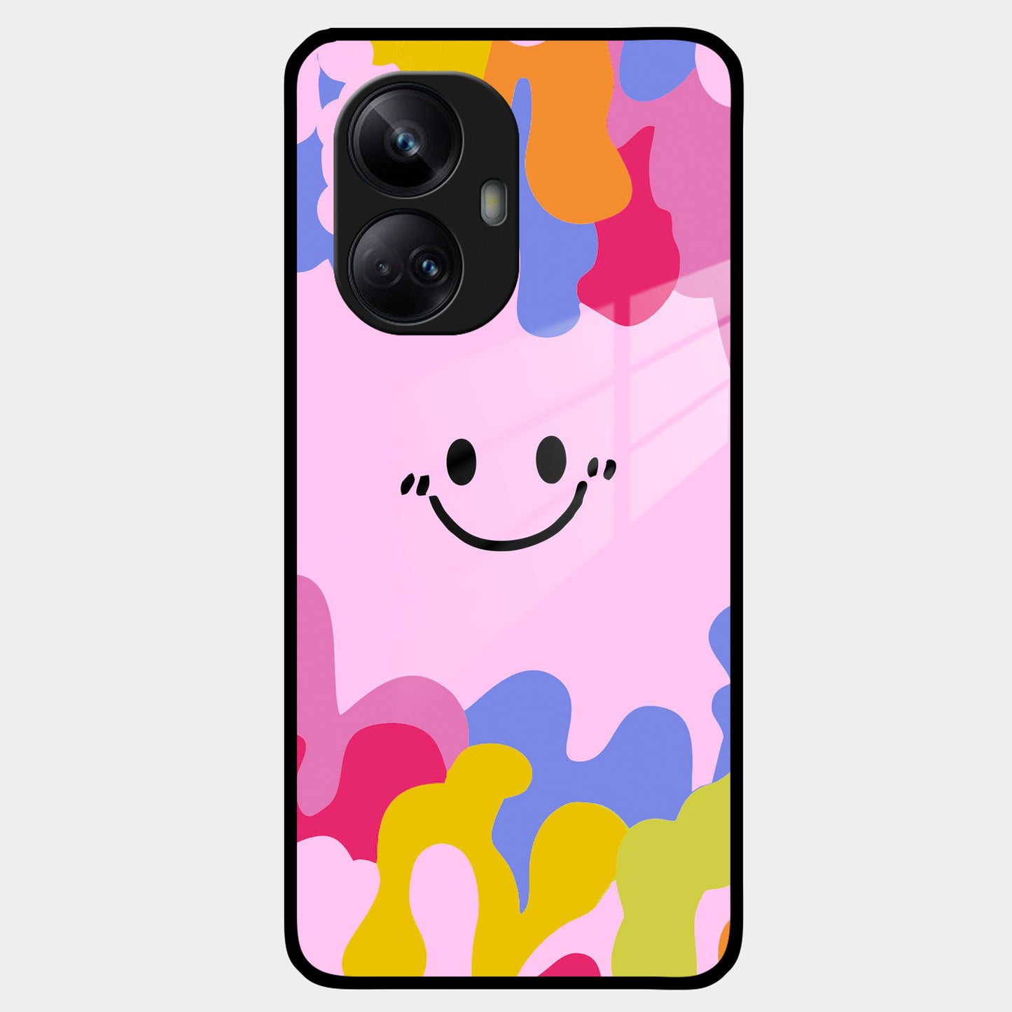 Cute Pink Smiley Multicolor Glass Case For Realme/Narzo ShopOnCliQ