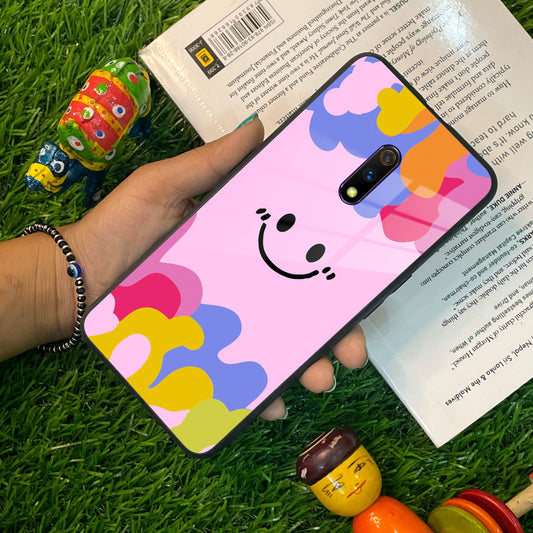 Cute Pink Smiley Multicolor Glass Case For Realme/Narzo ShopOnCliQ