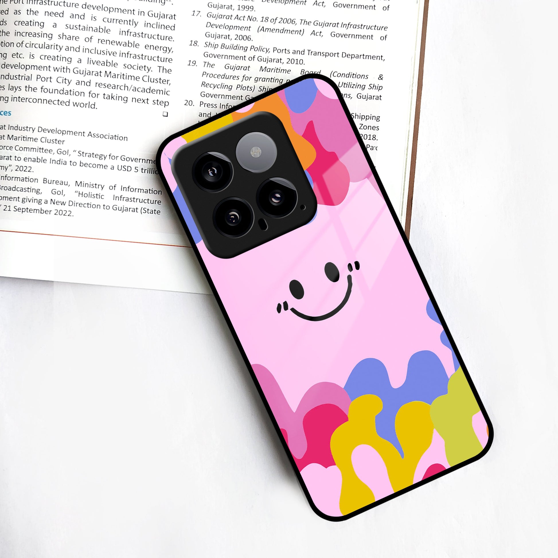 Cute Pink Smiley Multicolor Glass Case For Redmi/Xiaomi ShopOnCliQ