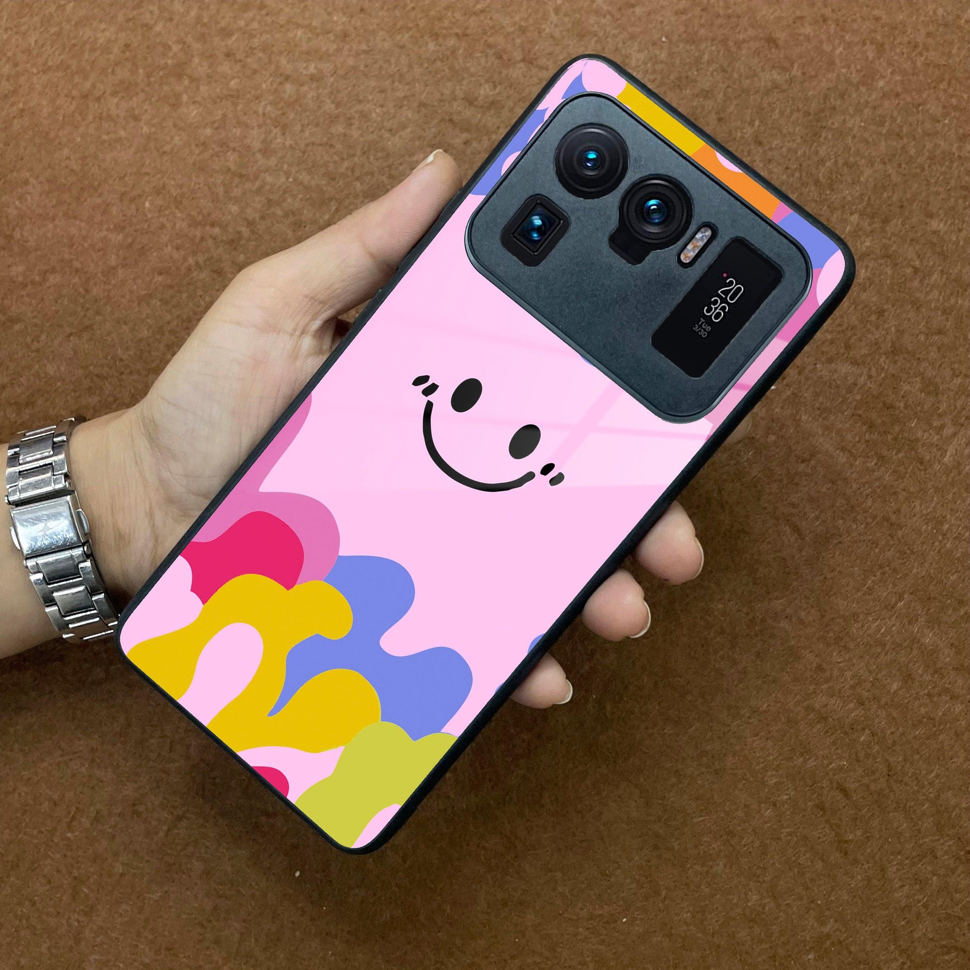 Cute Pink Smiley Multicolor Glass Case For Redmi/Xiaomi ShopOnCliQ