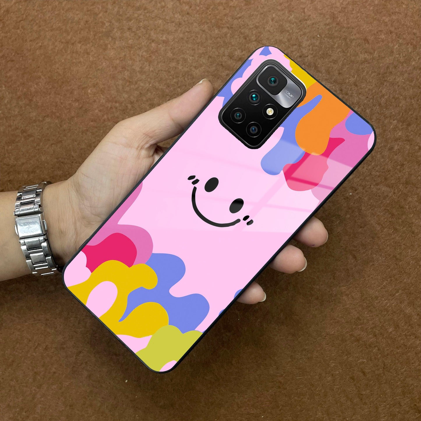 Cute Pink Smiley Multicolor Glass Case For Redmi/Xiaomi ShopOnCliQ