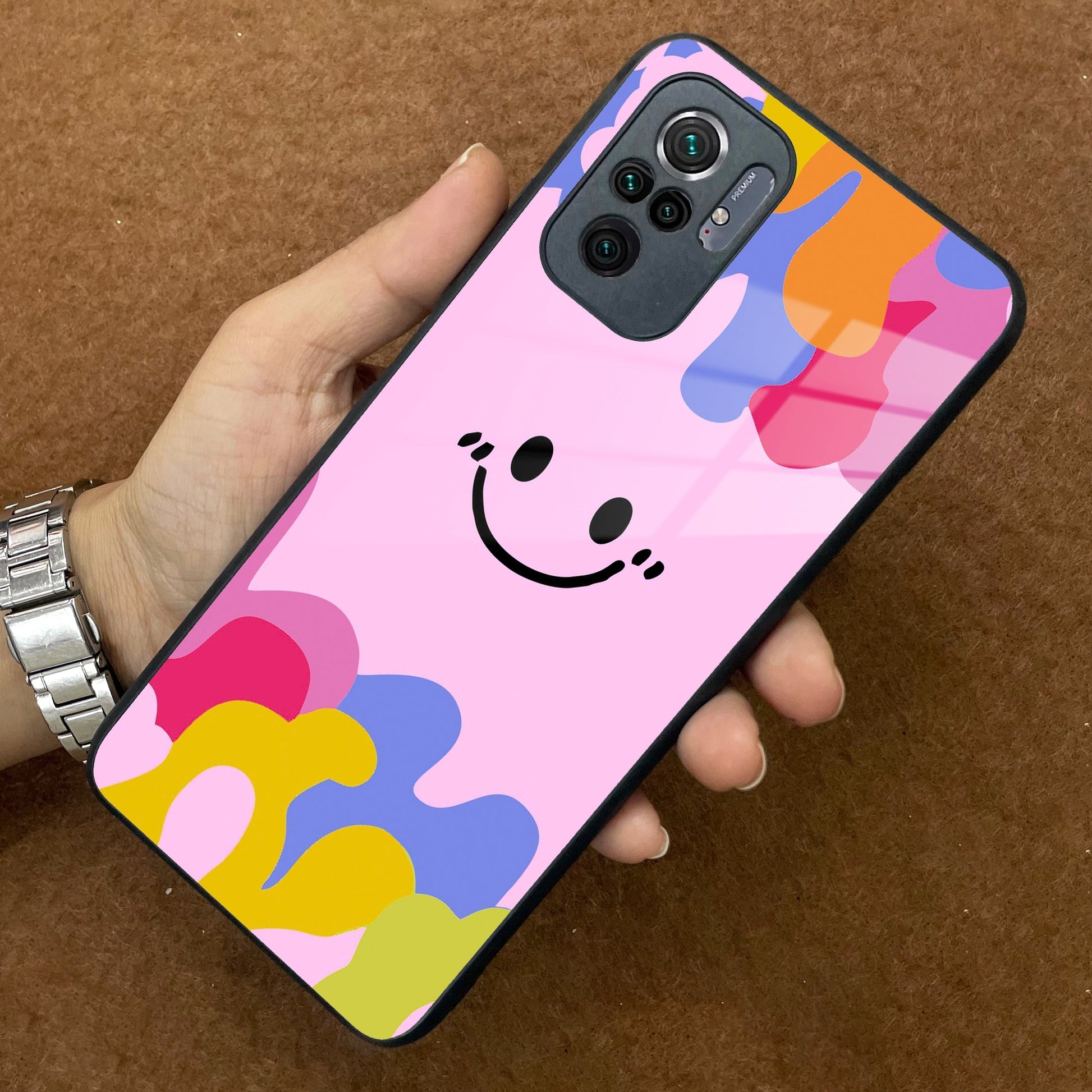 Cute Pink Smiley Multicolor Glass Case For Redmi/Xiaomi ShopOnCliQ