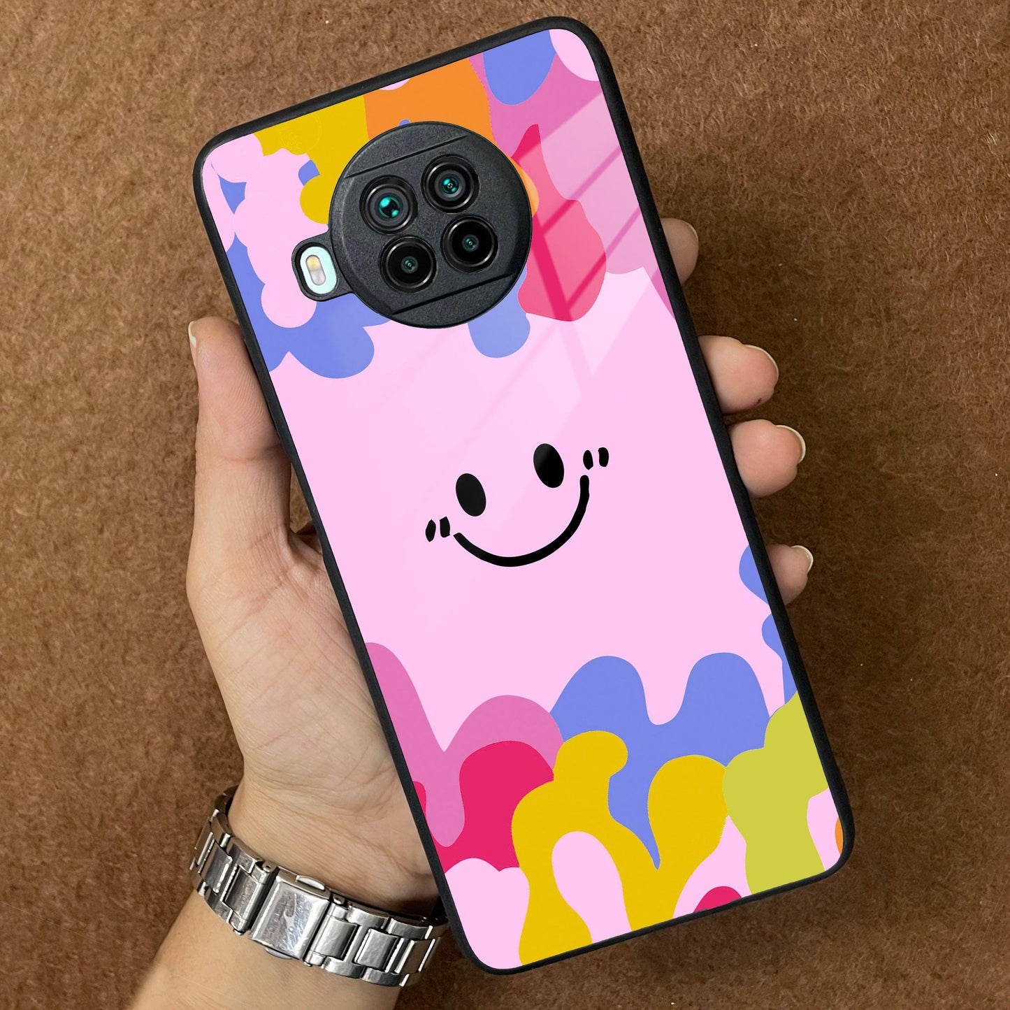 Cute Pink Smiley Multicolor Glass Case For Redmi/Xiaomi ShopOnCliQ