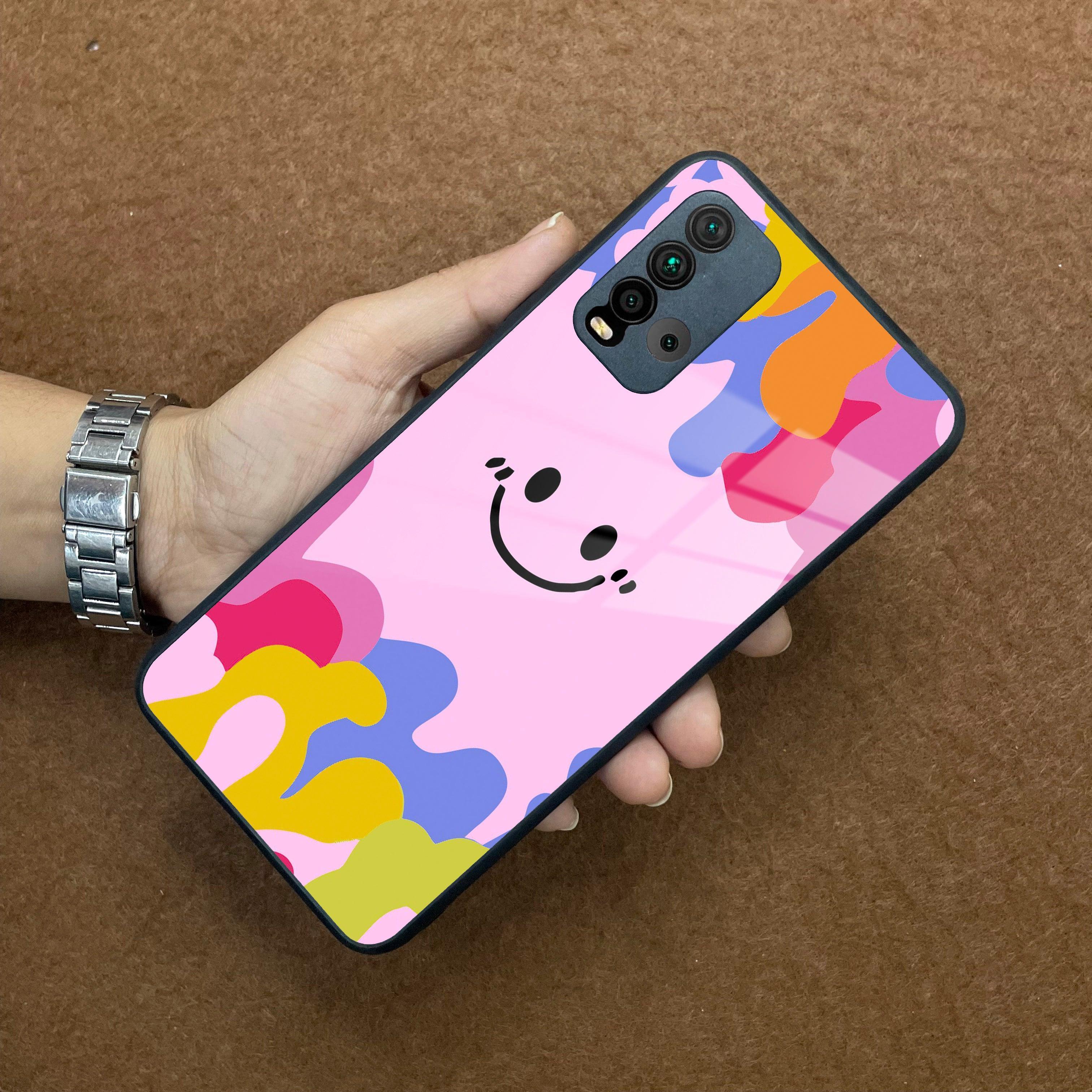 Cute Pink Smiley Multicolor Glass Case For Redmi/Xiaomi - ShopOnCliQ